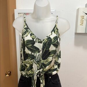 H&M semi-crop top tropical design top
